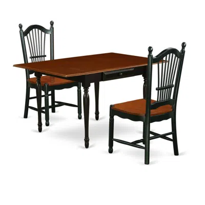 East West Furniture Dining Room Set Black & Cherry, Mzdo3-bch-w In Blue