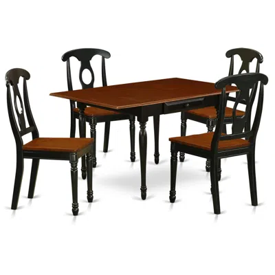 East West Furniture Dining Room Set Black & Cherry, Mzke5-bch-w