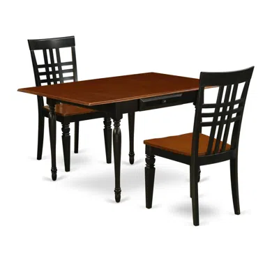 East West Furniture Dining Room Set Black & Cherry, Mzlg3-bch-w In Brown