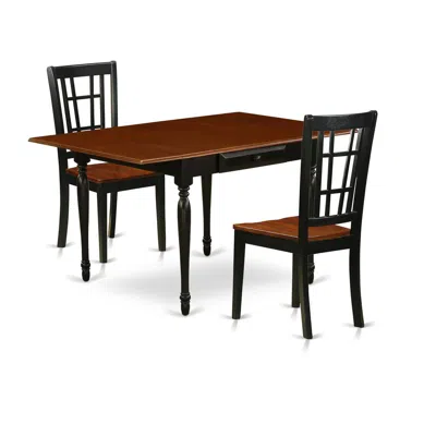 East West Furniture Dining Room Set Black & Cherry, Mzni3-bch-w