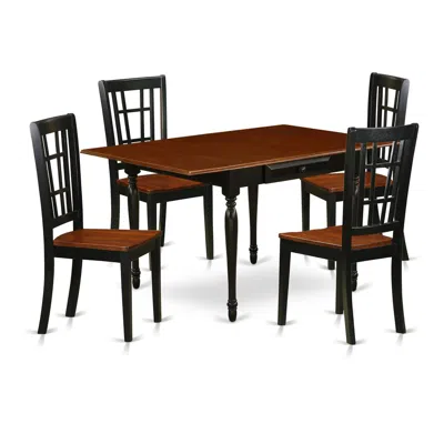 EAST WEST FURNITURE DINING ROOM SET BLACK & CHERRY, MZNI5-BCH-W