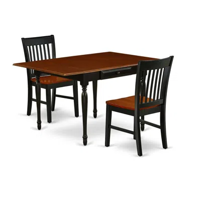 East West Furniture Dining Room Set Black & Cherry, Mzno3-bch-w In Brown
