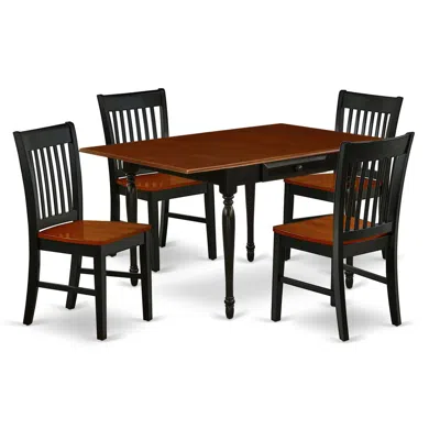 East West Furniture Dining Room Set Black & Cherry, Mzno5-bch-w In Brown