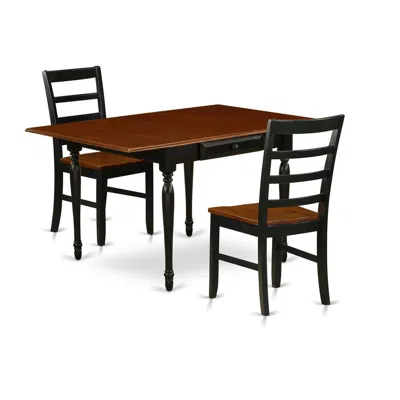 East West Furniture Dining Room Set Black & Cherry, Mzpf3-bch-w In Brown
