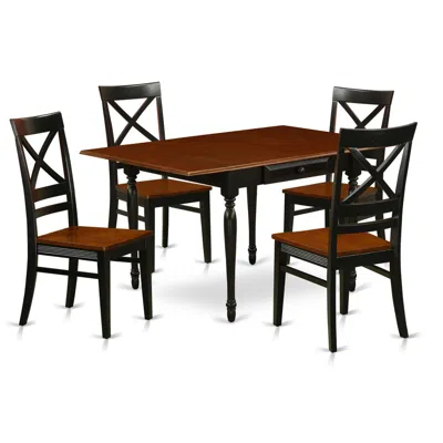 East West Furniture Dining Room Set Black & Cherry, Mzqu5-bch-w In Brown