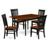 East West Furniture Dining Room Set Black & Cherry, Mzwe5-bch-w