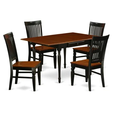 East West Furniture Dining Room Set Black & Cherry, Mzwe5-bch-w