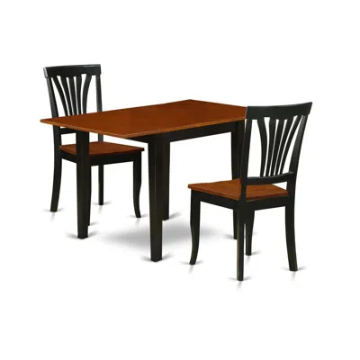 East West Furniture Dining Room Set Black & Cherry, Ndav3-bch-w In Multi