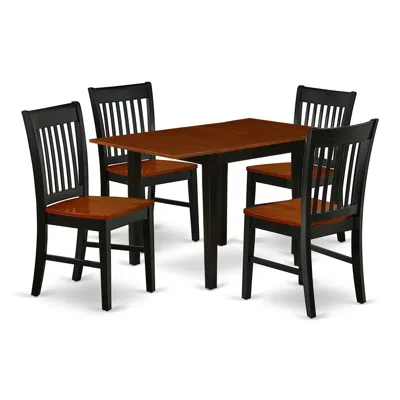 East West Furniture Dining Room Set Black & Cherry, Ndno5-bch-w In Multi