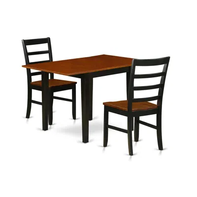 East West Furniture Dining Room Set Black & Cherry, Ndpf3-bch-w In Brown