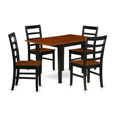 East West Furniture Dining Room Set Black & Cherry, Ndpf5-bch-w In Blue