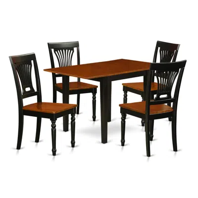 East West Furniture Dining Room Set Black & Cherry, Ndpl5-bch-w