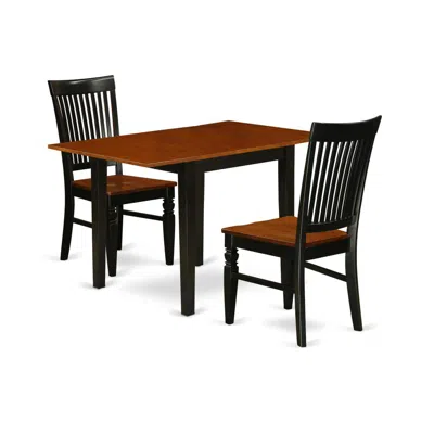 East West Furniture Dining Room Set Black & Cherry, Ndwe3-bch-w