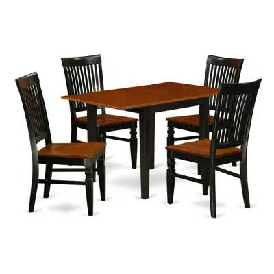 East West Furniture Dining Room Set Black & Cherry, Ndwe5-bch-w