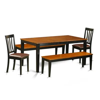 East West Furniture Dining Room Set Black & Cherry, Nian5n-bch-lc In Brown