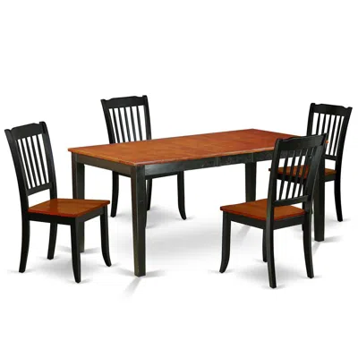 East West Furniture Dining Room Set Black & Cherry, Nida5-bch-w In Brown