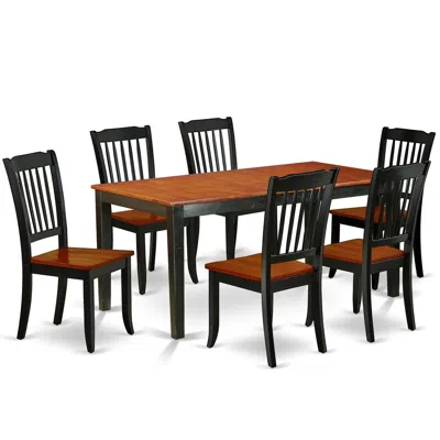 East West Furniture Dining Room Set Black & Cherry, Nida7-bch-w In Brown