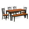 East West Furniture Dining Room Set Black & Cherry, Nido6-bch-w In Brown