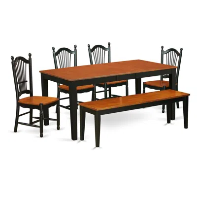 East West Furniture Dining Room Set Black & Cherry, Nido6-bch-w In Brown