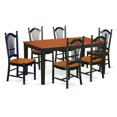 East West Furniture Dining Room Set Black & Cherry, Nido7-bch-w In Brown