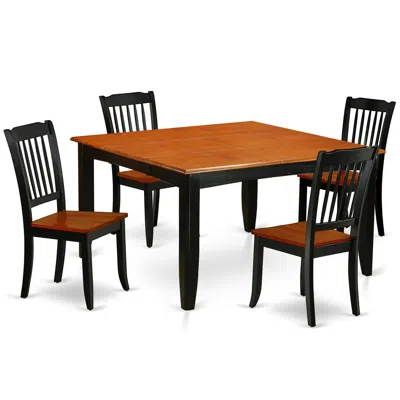 East West Furniture Dining Room Set Black & Cherry, Pfda5-bch-w In Brown