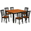 East West Furniture Dining Room Set Black & Cherry, Pfda7-bch-w In Brown