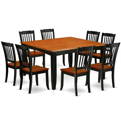 East West Furniture Dining Room Set Black & Cherry, Pfda9-bch-w In Brown