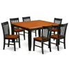 East West Furniture Dining Room Set Black & Cherry, Pfno7-bch-w In Brown