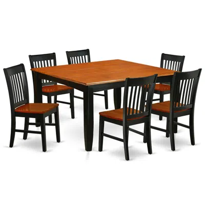 East West Furniture Dining Room Set Black & Cherry, Pfno7-bch-w In Brown