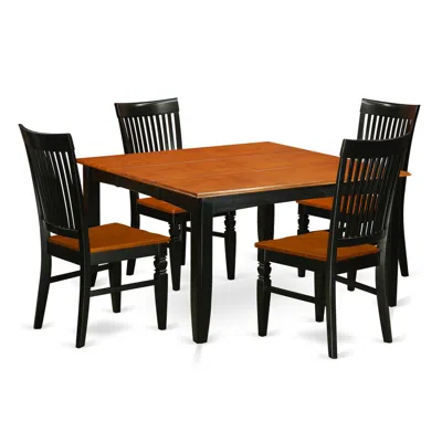 East West Furniture Dining Room Set Black & Cherry, Pfwe5-bch-w