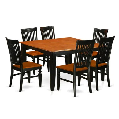 East West Furniture Dining Room Set Black & Cherry, Pfwe7-bch-w In Brown