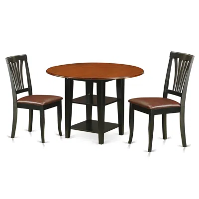 East West Furniture Dining Room Set Black & Cherry, Suav3-bch-lc