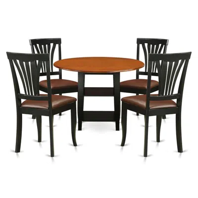 East West Furniture Dining Room Set Black & Cherry, Suav5-bch-lc