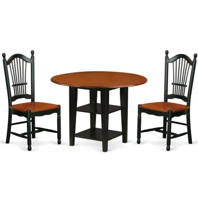 East West Furniture Dining Room Set Black & Cherry, Sudo3-bch-w In Brown