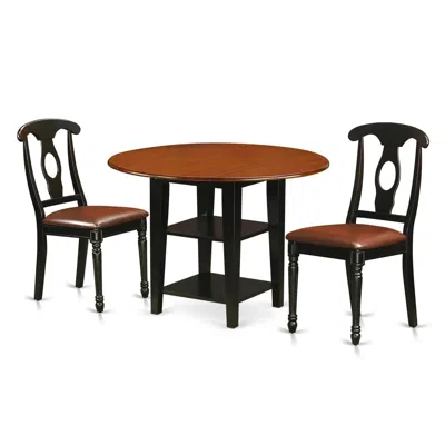 East West Furniture Dining Room Set Black & Cherry, Suke3-bch-lc