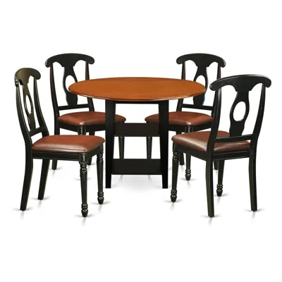 East West Furniture Dining Room Set Black & Cherry, Suke5-bch-lc