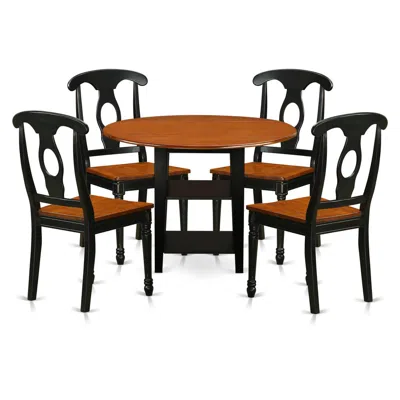 East West Furniture Dining Room Set Black & Cherry, Suke5-bch-w