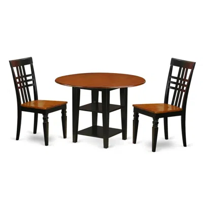 East West Furniture Dining Room Set Black & Cherry, Sulg3-bch-w
