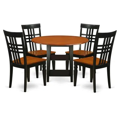 East West Furniture Dining Room Set Black & Cherry, Sulg5-bch-w
