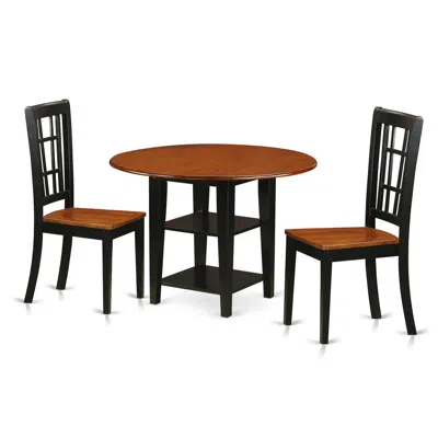 East West Furniture Dining Room Set Black & Cherry, Suni3-bch-w