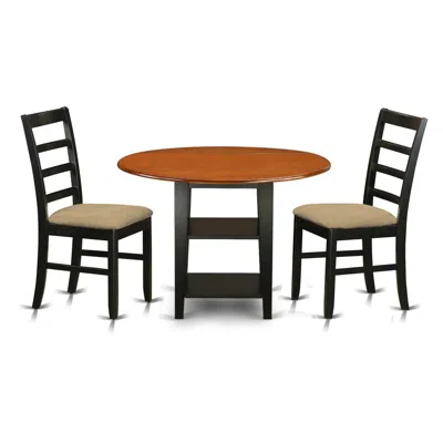 East West Furniture Dining Room Set Black & Cherry, Supf3-bch-c In Multi