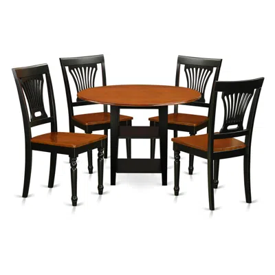 East West Furniture Dining Room Set Black & Cherry, Supl5-bch-w
