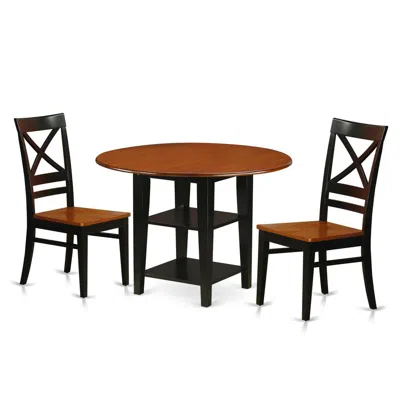 East West Furniture Dining Room Set Black & Cherry, Suqu3-bch-w