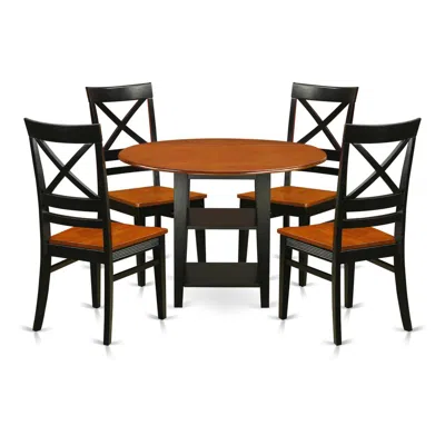 East West Furniture Dining Room Set Black & Cherry, Suqu5-bch-w
