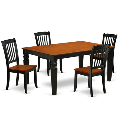 East West Furniture Dining Room Set Black & Cherry, Weda5-bch-w In Brown