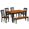 East West Furniture Dining Room Set Black & Cherry, Weda6n-bch-w In Brown