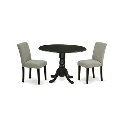 East West Furniture Dining Room Set Black, Dlab3-blk-06