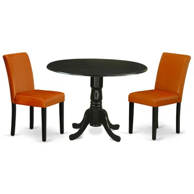East West Furniture Dining Room Set Black, Dlab3-blk-61 In Brown