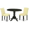 East West Furniture Dining Room Set Black, Dlab3-blk-73