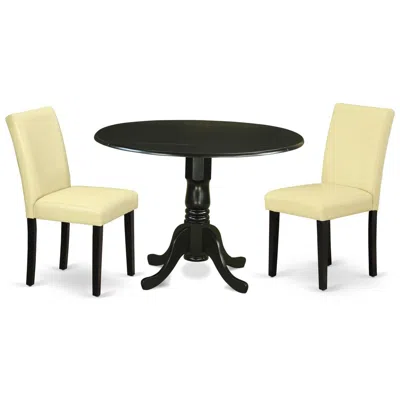 East West Furniture Dining Room Set Black, Dlab3-blk-73 In Multi